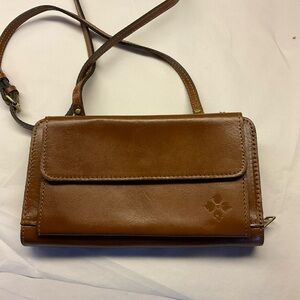 PATRICIA NASH Azario Italian Leather Cognac Brown Crossbody Wallet NEW!